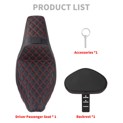 CB016609 HCmotorku Rider Passenger Seat 2-up Seat with Backrest Red Stitching for Harley Touring Product List