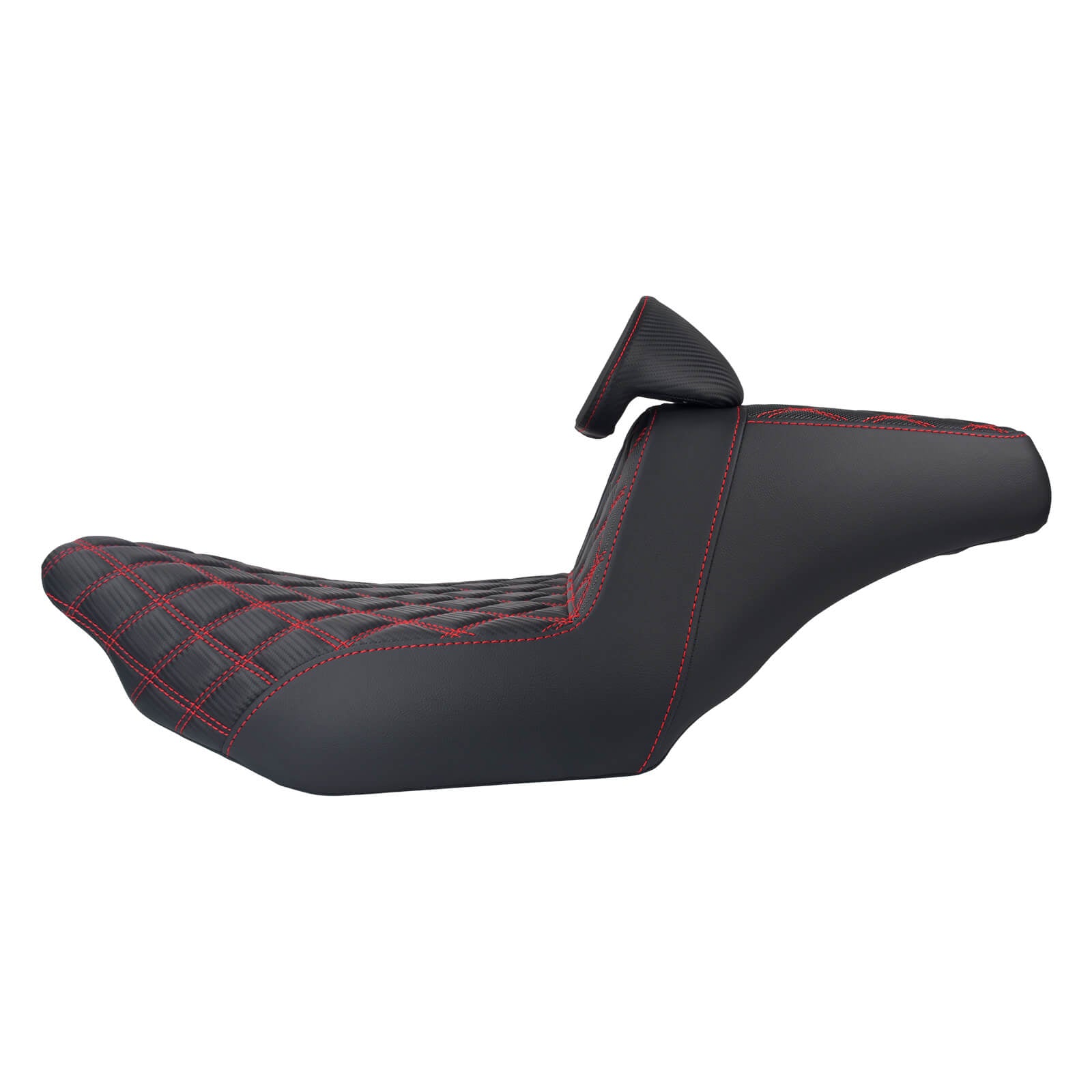 CB016609 HCmotorku Rider Passenger Seat 2-up Seat with Backrest Red Stitching for Harley Touring