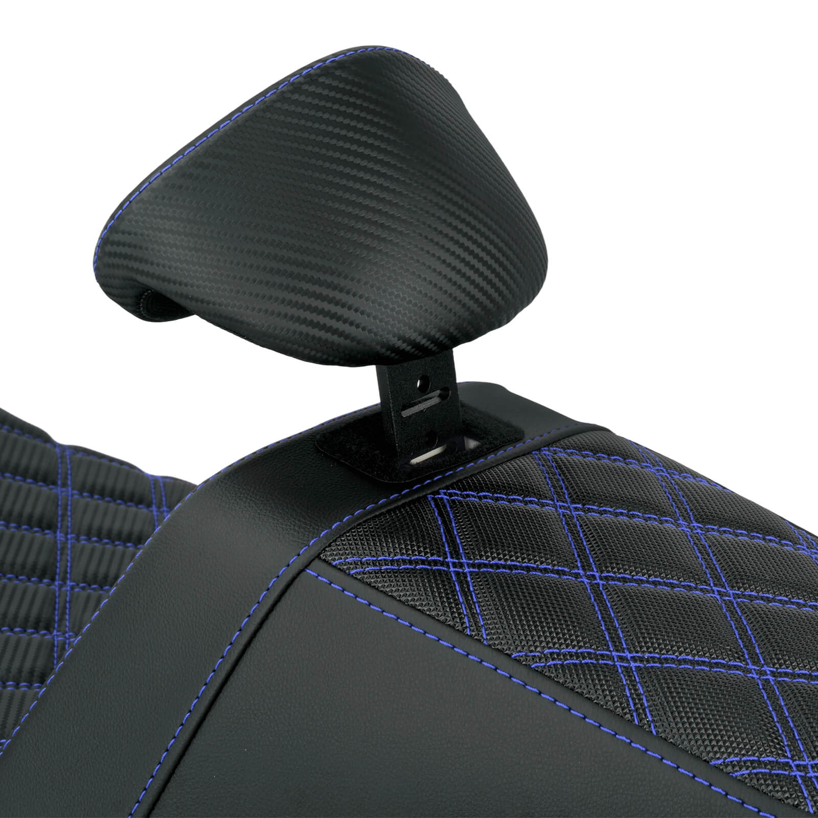 CB016610 HCmotorku Rider Passenger Seat 2-up Seat with Backrest Blue Stitching for Harley Touring Detail