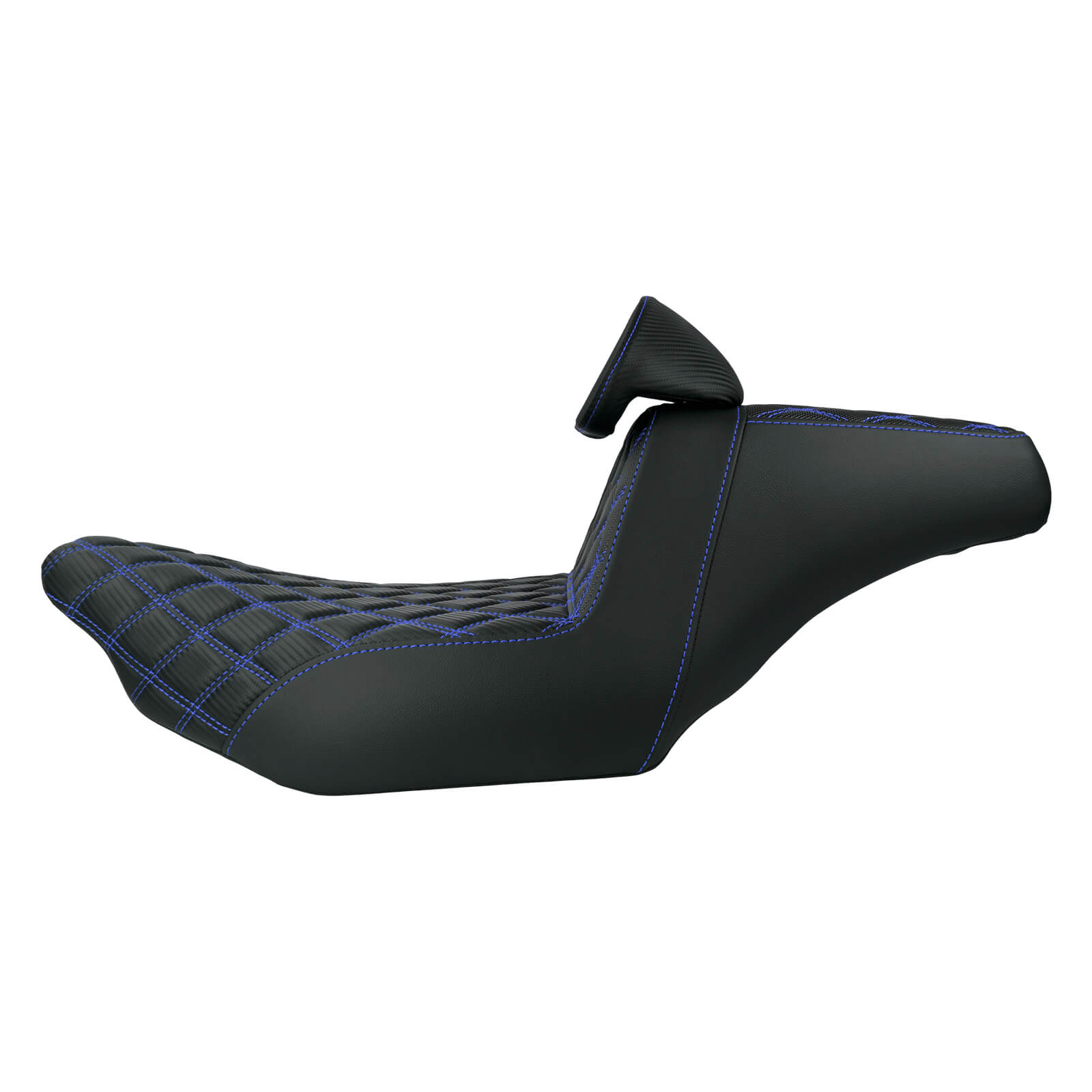 CB016610 HCmotorku Rider Passenger Seat 2-up Seat with Backrest Blue Stitching for Harley Touring