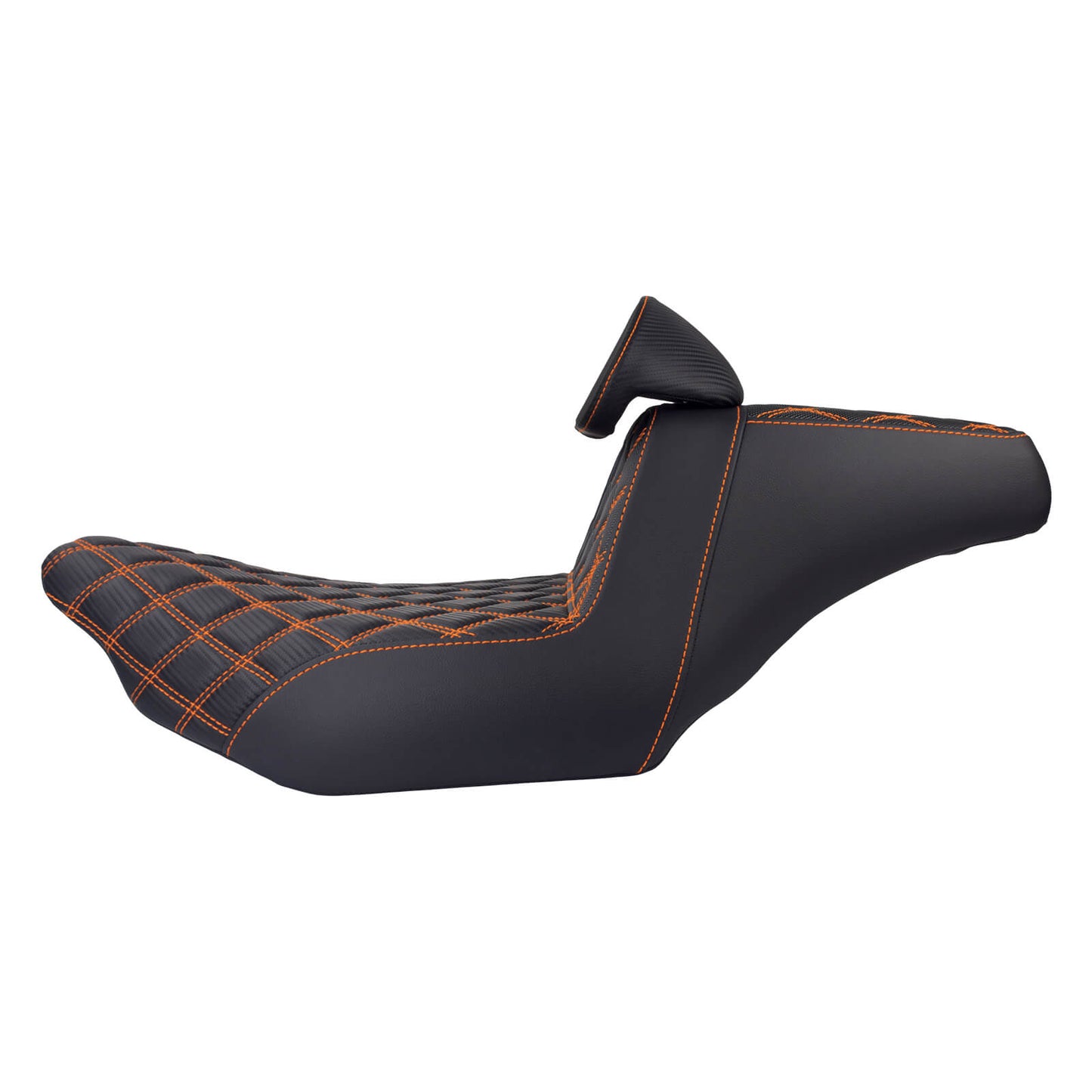 CB016611 HCmotorku Rider Passenger Seat 2-up Seat with Backrest Orange Stitching for Harley Touring