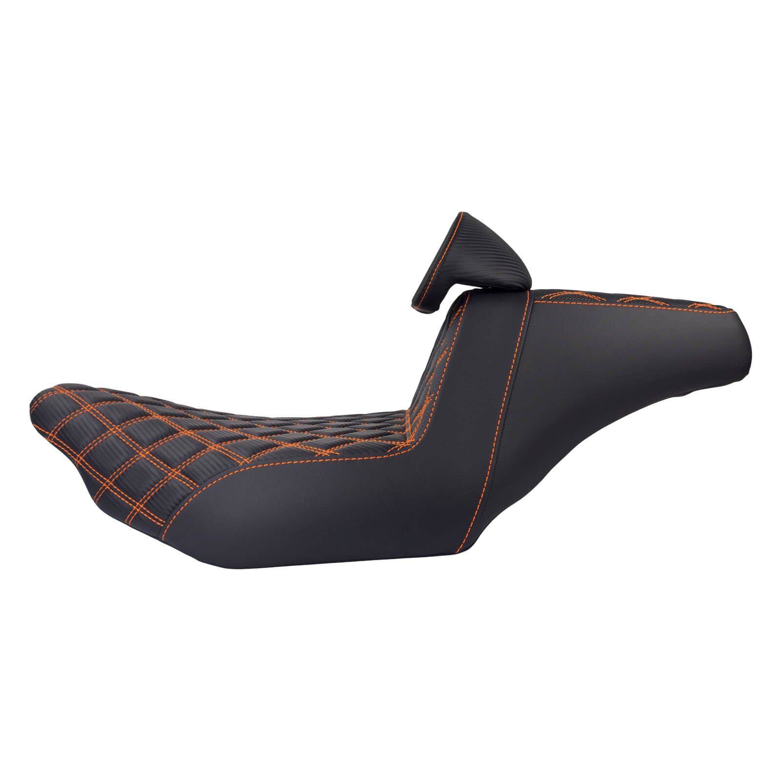 CB016611 HCmotorku Rider Passenger Seat 2-up Seat with Backrest Orange Stitching for Harley Touring