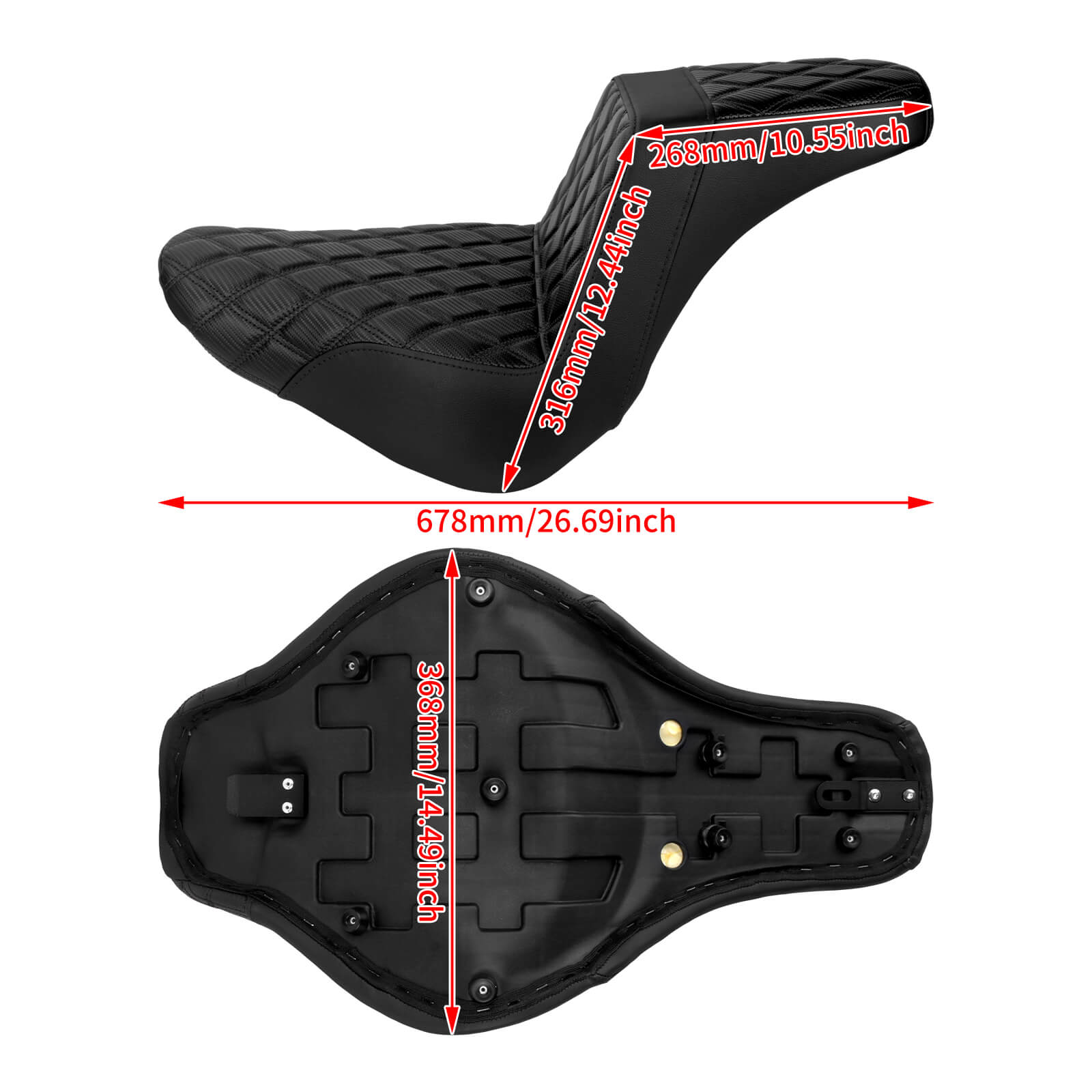 CB016901_HCmotorku_Front&Rear One-Piece Seat Two-up Seat-Black Stitching for Harley Fat Boy FLSTF ‘18-’25 Breakout FXBRS ‘23-’25 Size