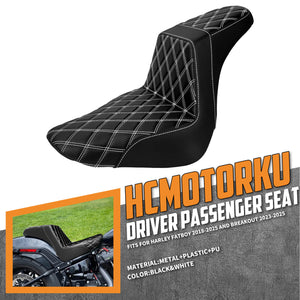 CB016902_HCmotorku_Front&Rear One-Piece Seat Two-up Seat-White Stitching for Harley Fat Boy FLSTF ‘18-’25 Breakout FXBRS ‘23-’25