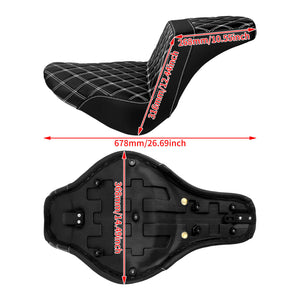 CB016902_HCmotorku_Front&Rear One-Piece Seat Two-up Seat-White Stitching for Harley Fat Boy FLSTF ‘18-’25 Breakout FXBRS ‘23-’25 Size