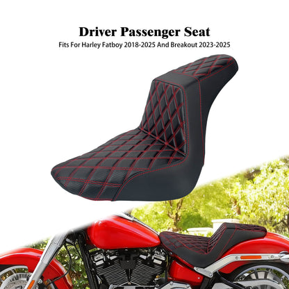 CB016903_HCmotorku_Front&Rear One-Piece Seat Two-up Seat-Red Stitching for Harley Fat Boy FLSTF ‘18-’25 Breakout FXBRS ‘23-’25