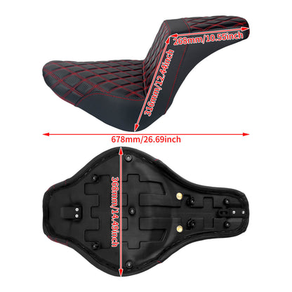 CB016903_HCmotorku_Front&Rear One-Piece Seat Two-up Seat-Red Stitching for Harley Fat Boy FLSTF ‘18-’25 Breakout FXBRS ‘23-’25 Size