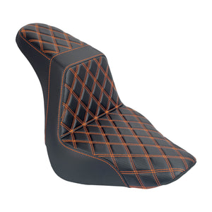 CB016905_HCmotorku_Front&Rear One-Piece Seat Two-up Seat-Orange Stitching for Harley Fat Boy FLSTF ‘18-’25 Breakout FXBRS ‘23-’25