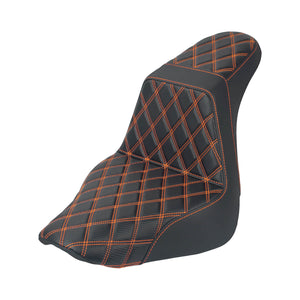 CB016905_HCmotorku_Front&Rear One-Piece Seat Two-up Seat-Orange Stitching for Harley Fat Boy FLSTF ‘18-’25 Breakout FXBRS ‘23-’25