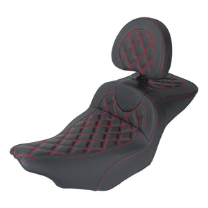 CB017103_HCmotorku_Front&Rear Two-up Seat W/Backrest Red Stitching for Harley Touring ‘23.5-Up