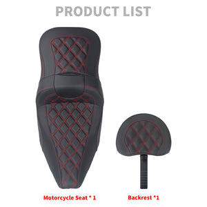 CB017103_HCmotorku_Front&Rear Two-up Seat W/Backrest Red Stitching for Harley Touring ‘23.5-Up Product List