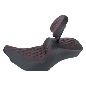 CB017103_HCmotorku_Front&Rear Two-up Seat W/Backrest Red Stitching for Harley Touring ‘23.5-Up