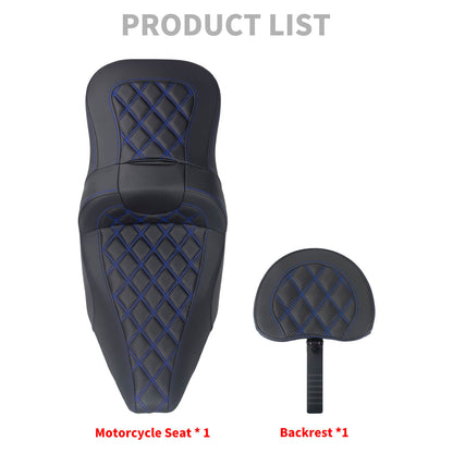 CB017104_HCmotorku_Front&Rear Two-up Seat W/Backrest Blue Stitching for Harley Touring ‘23.5-Up Product List