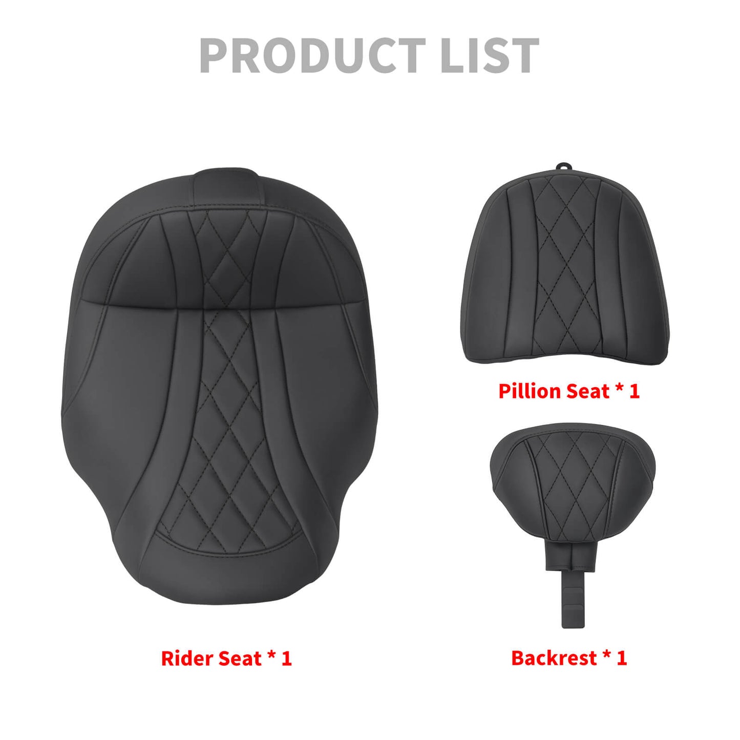 CB017401_HCmotorku_Two-up Seat W/Backrest Black Stitching for Harley Touring Street Road Glide ‘23.5-Up Product List