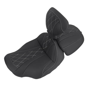 CB017402_HCmotorku_Two-up Seat W/Backrest White Stitching for Harley Touring Street Road Glide ‘23.5-Up