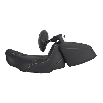 CB017402_HCmotorku_Two-up Seat W/Backrest White Stitching for Harley Touring Street Road Glide ‘23.5-Up