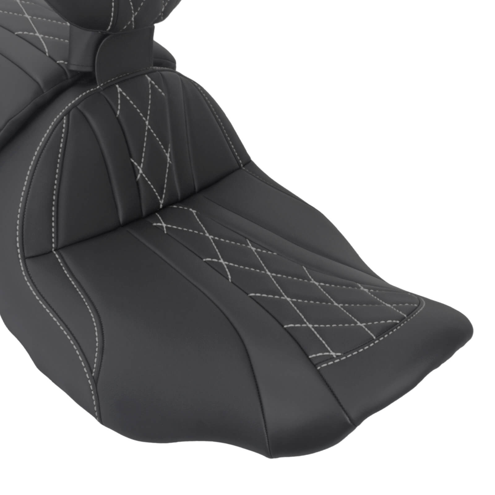 CB017402_HCmotorku_Two-up Seat W/Backrest White Stitching for Harley Touring Street Road Glide ‘23.5-Up