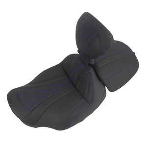 CB017404_HCmotorku_Two-up Seat W/Backrest Blue Stitching for Harley Touring Street Road Glide ‘23.5-Up