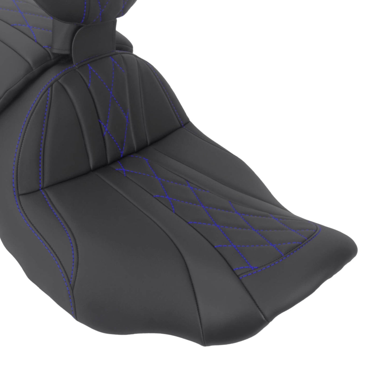 CB017404_HCmotorku_Two-up Seat W/Backrest Blue Stitching for Harley Touring Street Road Glide ‘23.5-Up
