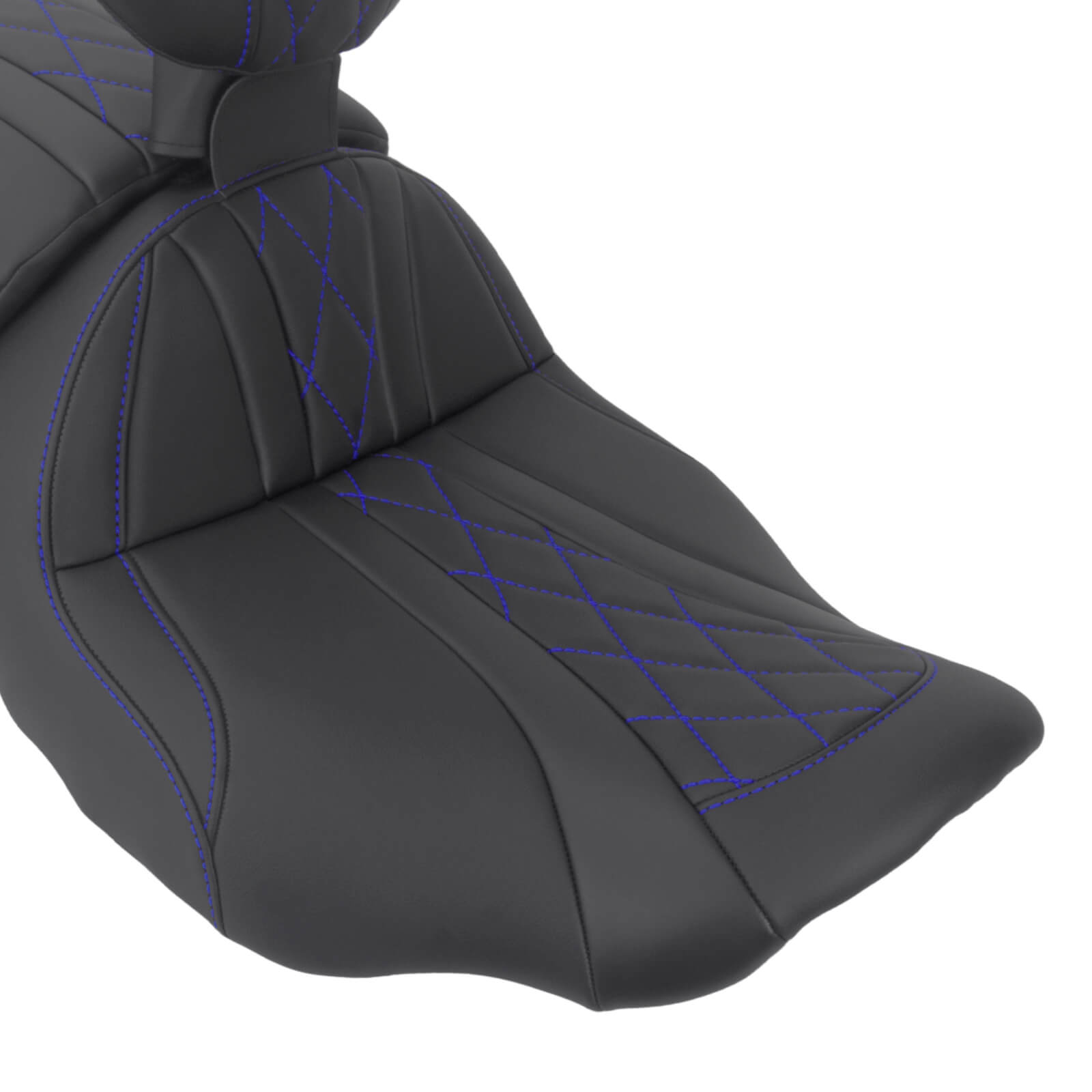 CB017404_HCmotorku_Two-up Seat W/Backrest Blue Stitching for Harley Touring Street Road Glide ‘23.5-Up