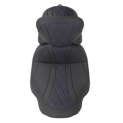 CB017404_HCmotorku_Two-up Seat W/Backrest Blue Stitching for Harley Touring Street Road Glide ‘23.5-Up