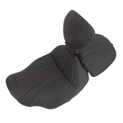 CB017403_HCmotorku_Two-up Seat W/Backrest Red Stitching for Harley Touring Street Road Glide ‘23.5-Up