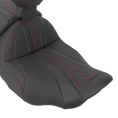 CB017403_HCmotorku_Two-up Seat W/Backrest Red Stitching for Harley Touring Street Road Glide ‘23.5-Up