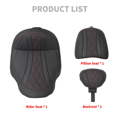 CB017403_HCmotorku_Two-up Seat W/Backrest Red Stitching for Harley Touring Street Road Glide ‘23.5-Up Product List