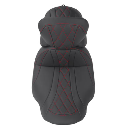 CB017403_HCmotorku_Two-up Seat W/Backrest Red Stitching for Harley Touring Street Road Glide ‘23.5-Up