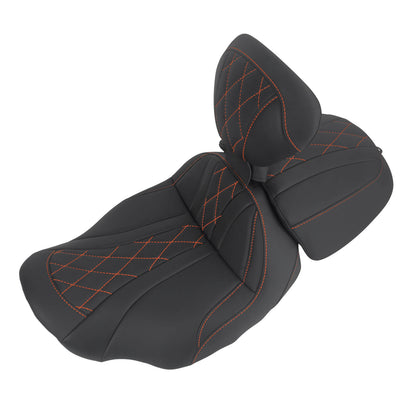 CB017405_HCmotorku_Two-up Seat W/Backrest Orange Stitching for Harley Touring Street Road Glide ‘23.5-Up