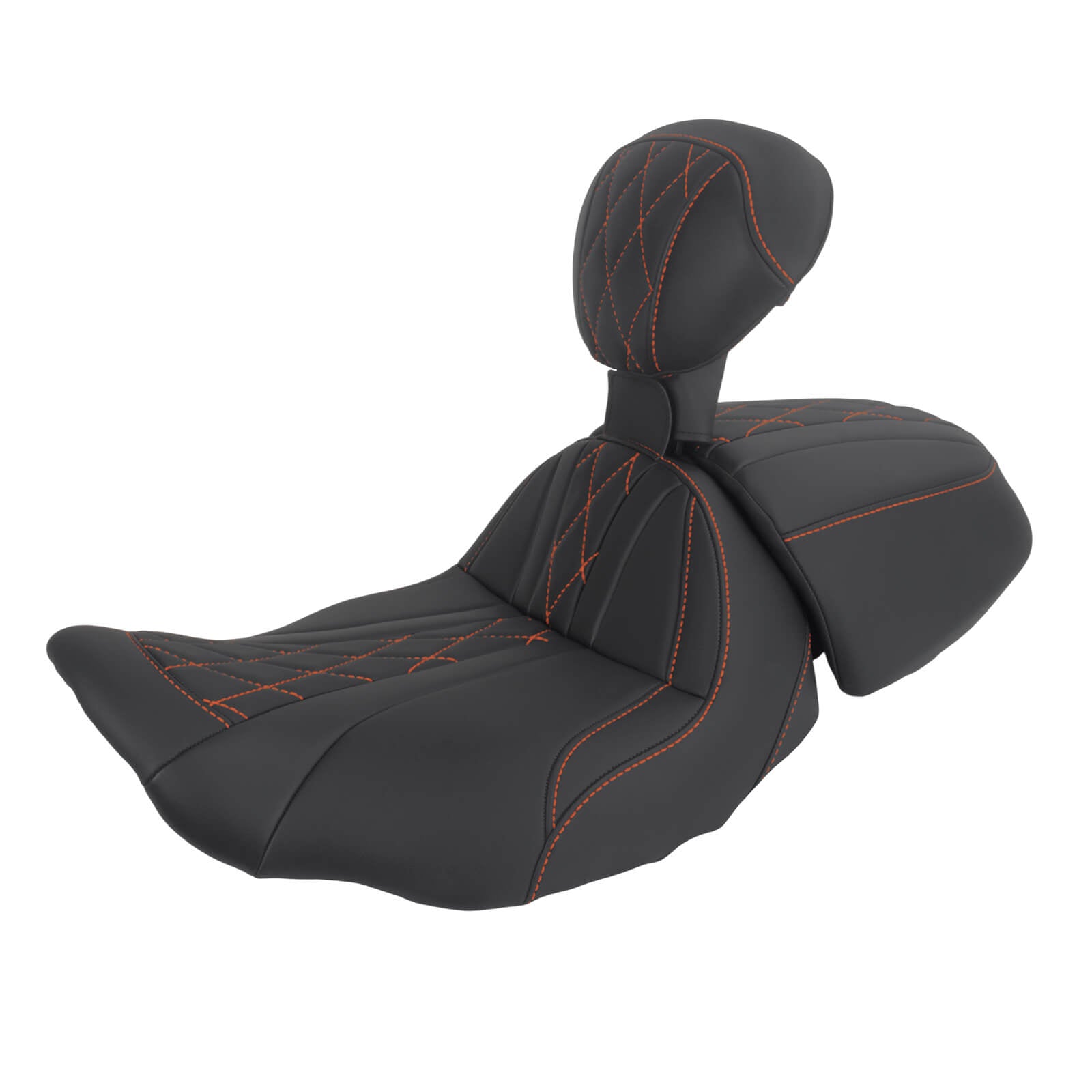 CB017405_HCmotorku_Two-up Seat W/Backrest Orange Stitching for Harley Touring Street Road Glide ‘23.5-Up