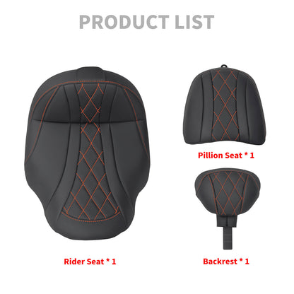 CB017405_HCmotorku_Two-up Seat W/Backrest Orange Stitching for Harley Touring Street Road Glide ‘23.5-Up Product List