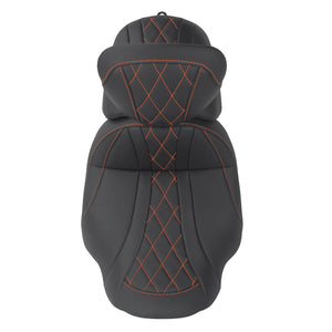 CB017405_HCmotorku_Two-up Seat W/Backrest Orange Stitching for Harley Touring Street Road Glide ‘23.5-Up