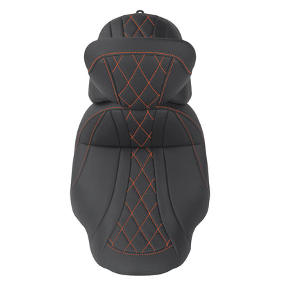 CB017405_HCmotorku_Two-up Seat W/Backrest Orange Stitching for Harley Touring Street Road Glide ‘23.5-Up