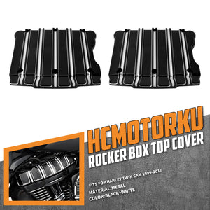 CR000601 HCmotorku Black and White CNC Cut Rocker Box Cover Fit For Harley Twin Cam