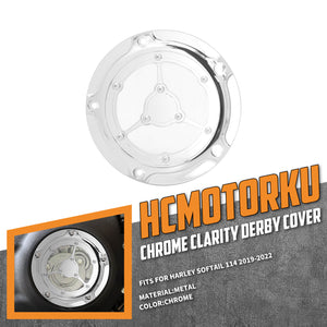 CR030102 hcmotorku CNC Aluminum Transparent Derby Cover for Harley Softail 2018 FLSB