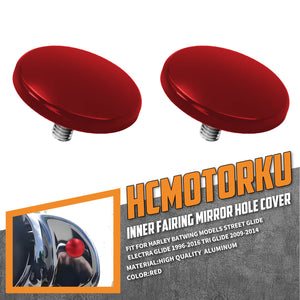 CR030403 HCmotorku Red Inner Fairing Mirror Plugs for Harley Touring Street/Electra Glide ‘96-’16
