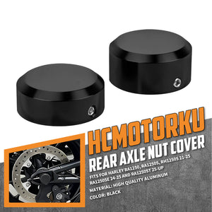 CR030602_HCmotorku Elite Aluminum Rear Axle Nut Covers for Harley Pan America & Sportster S '21-'25