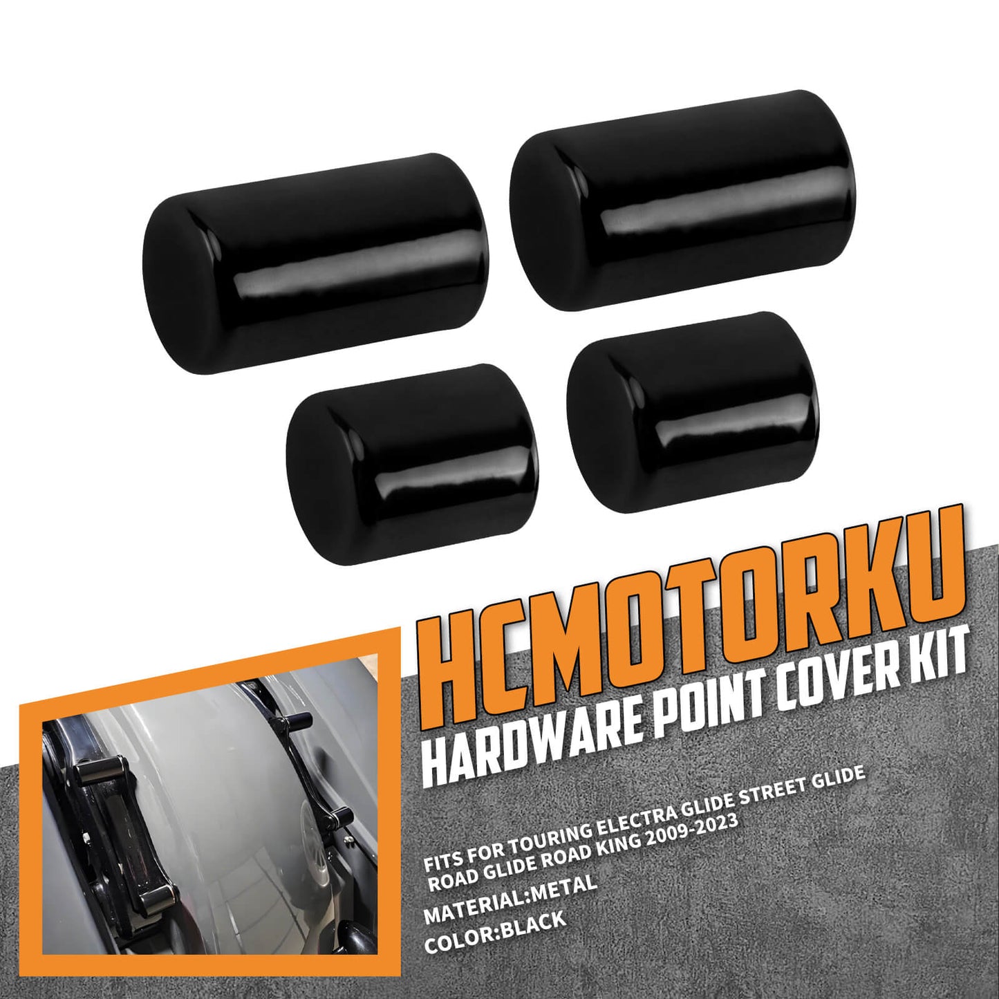CR036001 HCmotorku Black Heavy Duty Iron Hardware Point Cover Kit For Harley Touring ‘09-’23