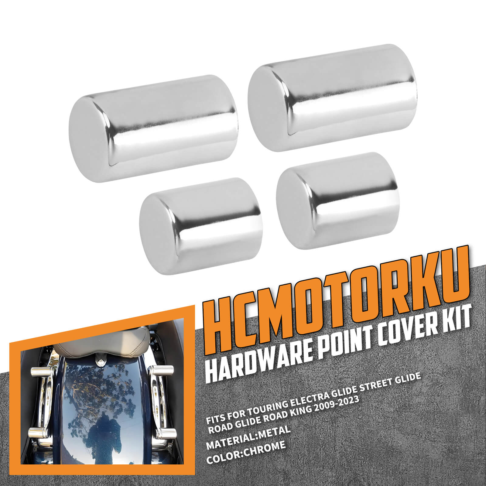 CR036002 HCmotorku Chrome Heavy Duty Iron Hardware Point Cover Kit For Harley Touring ‘09-’23