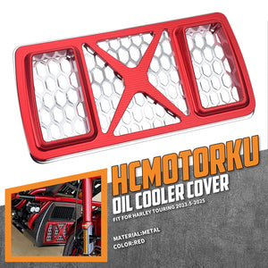 CR036903_HCmotorku_Colored Honeycomb Mesh Oil Cooler Cover Harley Touring 2023.5-up Red