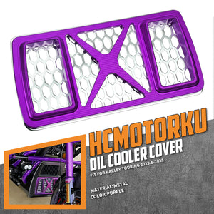 CR036906_HCmotorku_Colored Honeycomb Mesh Oil Cooler Cover Harley Touring 2023.5-up Purple