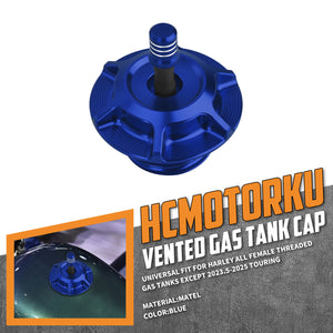 CR037204_HCmotorku_ CNC Aluminum Club Style Fuel Gas Cap Upgrade for Harley Dyna Softail Touring Blue