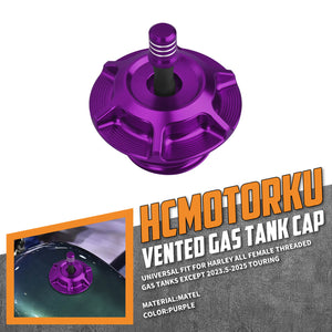 CR037206_HCmotorku_ CNC Aluminum Club Style Fuel Gas Cap Upgrade for Harley Dyna Softail Touring Purple