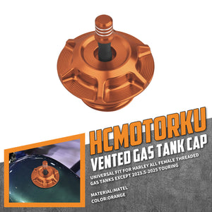 CR037207_HCmotorku_ CNC Aluminum Club Style Fuel Gas Cap Upgrade for Harley Dyna Softail Touring Orange