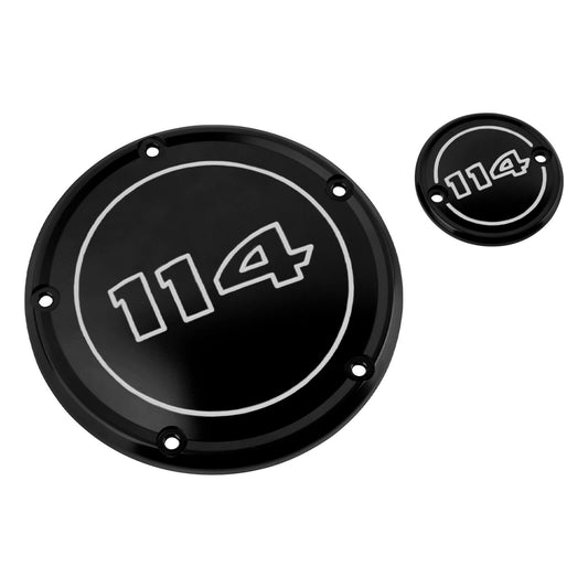 EN000401 HCmotorku Black Derby Cover Timer Cover Engine Cover White Characters for Harley Softail Street Bob Fat Bob Low Rider ‘22-’25