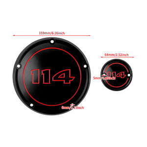 EN000402 HCmotorku Black Derby Cover Timer Cover Engine Cover Red Characters for Harley Softail Street Bob Fat Bob Low Rider Fat Boy ‘22-’25 Size