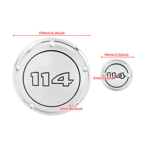 EN000403 HCmotorku CNC Chrome Derby Cover Timer Cover Engine Cover Black Characters for Harley Softail Street Bob Fat Bob Low Rider Fat Boy ‘22-’25 Size