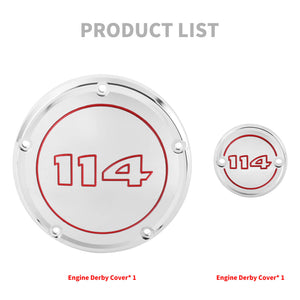 EN000404 HCmotorku CNC Chrome Derby Cover Timer Cover Engine Cover Red Characters for Harley Softail Street Bob Fat Bob Low Rider Fat Boy ‘22-’25 Product List