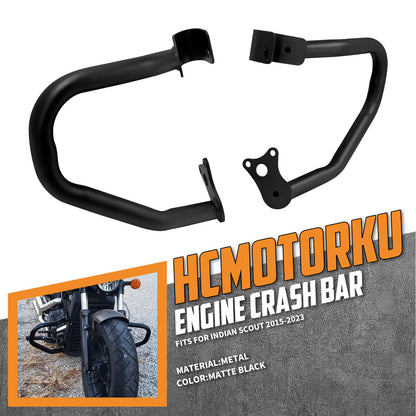 FR000801_HCmotorku_ Black Indian Highway Crash Bar Engine Guard for Indian Scout Bobber Sixty ‘15-’23